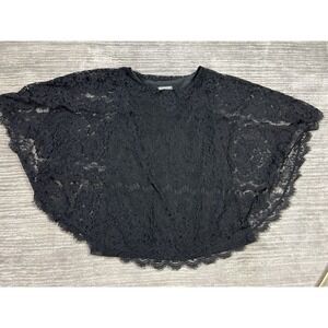 Kate & Mallory Top Womens XL Black Floral Lace Overlay Blouse